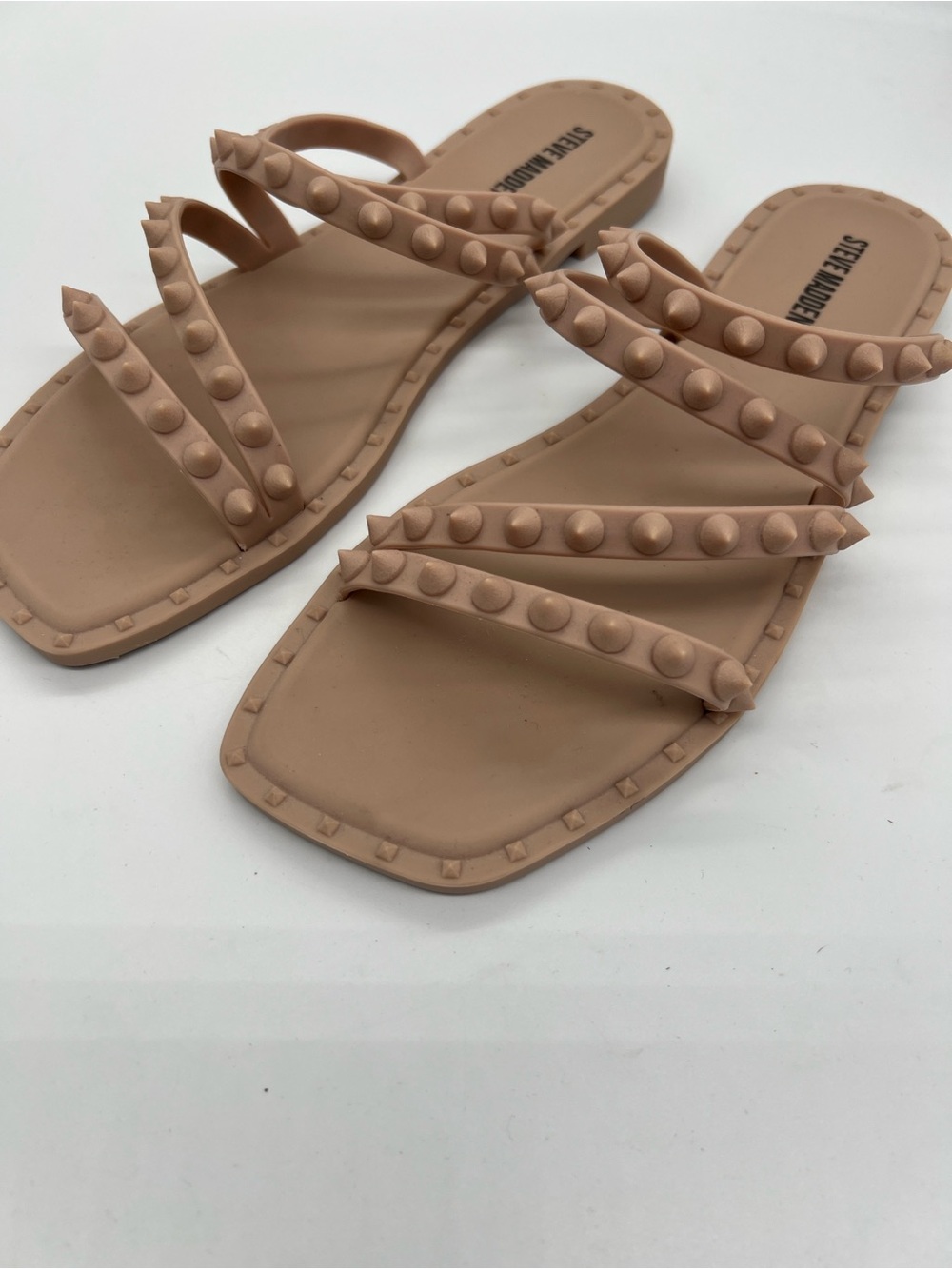 Steve Madden Skylar Nude Studded Slide Sandals - Picture 2 of 5